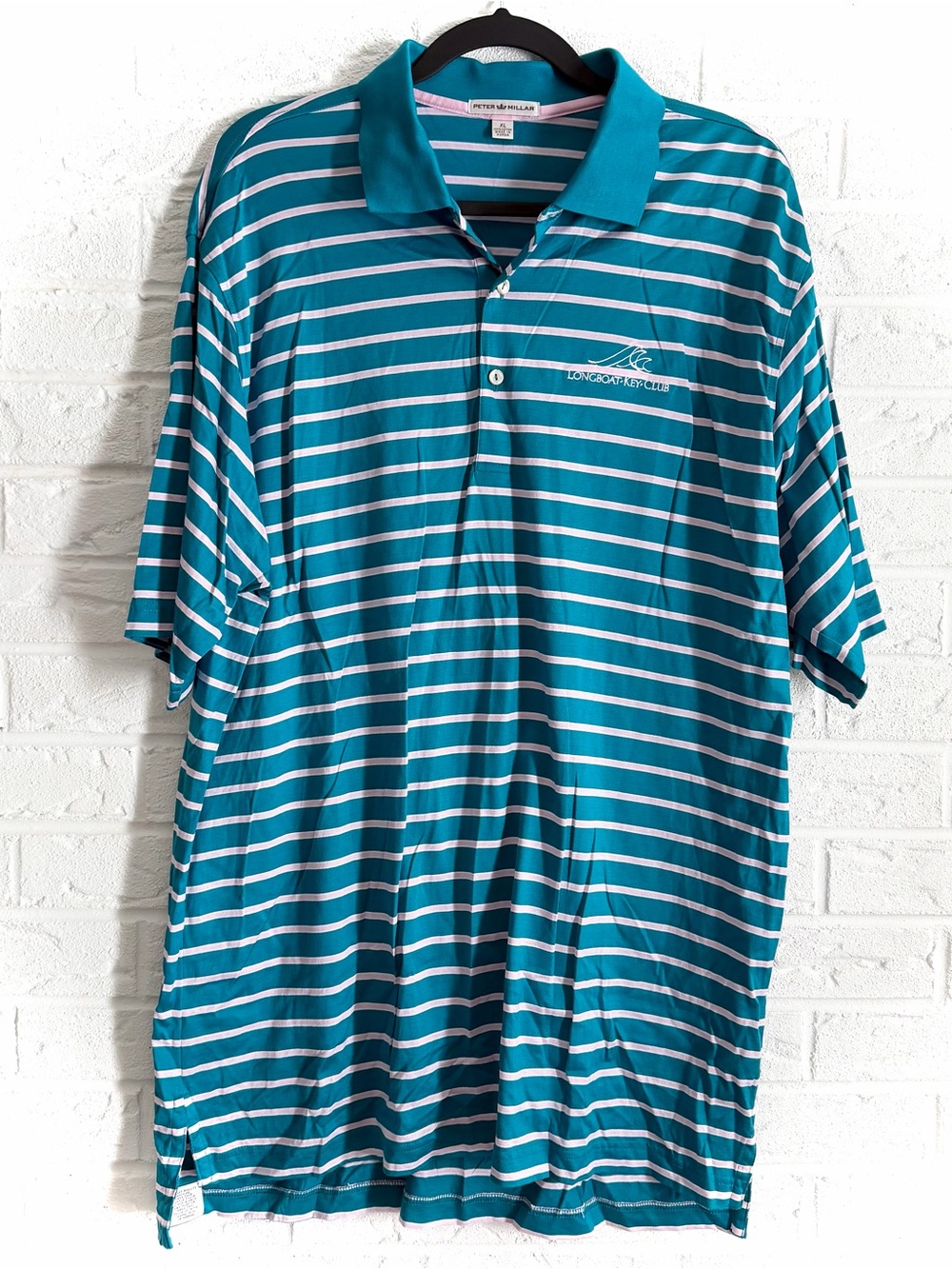 Peter Millar Stripe Polo with Longboat Key Club Logo Size XL